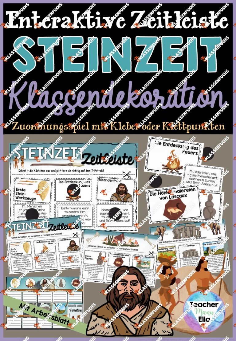 Steinzeit Zeitstrahl | Interaktive Zeitleiste | Urgeschichte Zuordnungsspiel